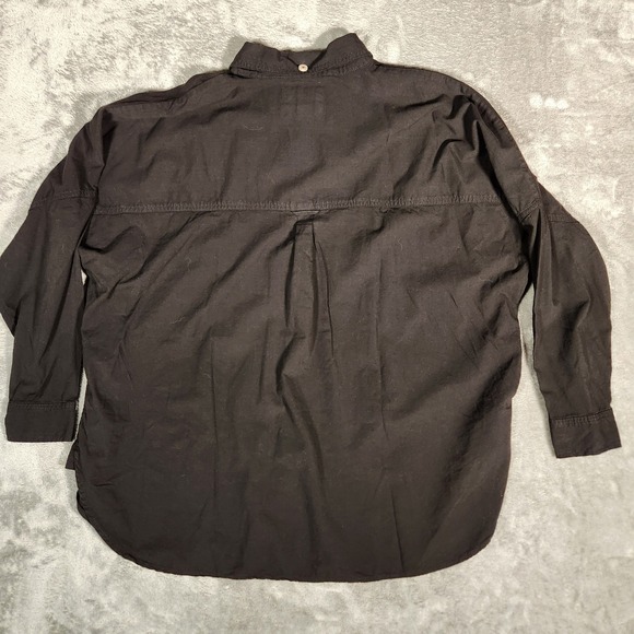 American Eagle Oversized Button Down Shirt Men's XS Black Fish Embroidery NEW - Picture 10 of 13